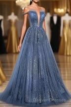 Lovely Tight A-line Lace Up Blue Prom Dress For Girls Party Dress