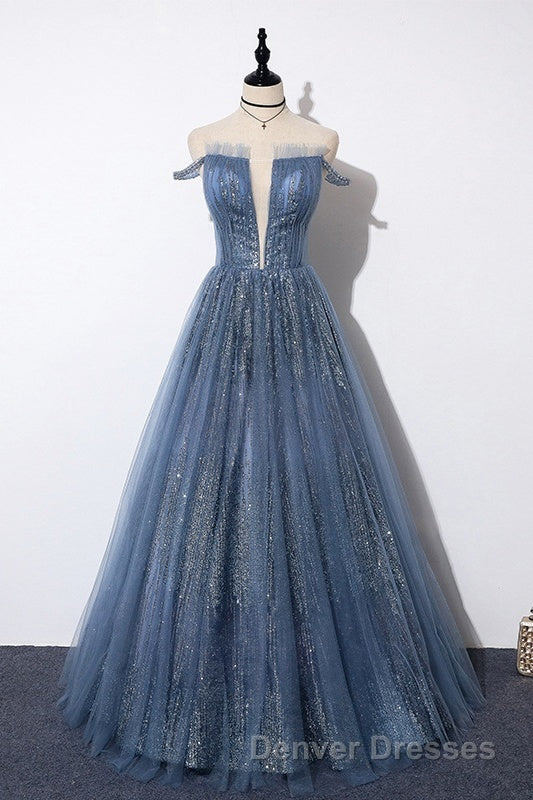 Lovely Tight A-line Lace Up Blue Prom Dress For Girls Party Dress