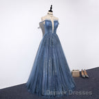Lovely Tight A-line Lace Up Blue Prom Dress For Girls Party Dress