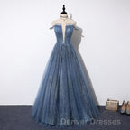 Lovely Tight A-line Lace Up Blue Prom Dress For Girls Party Dress