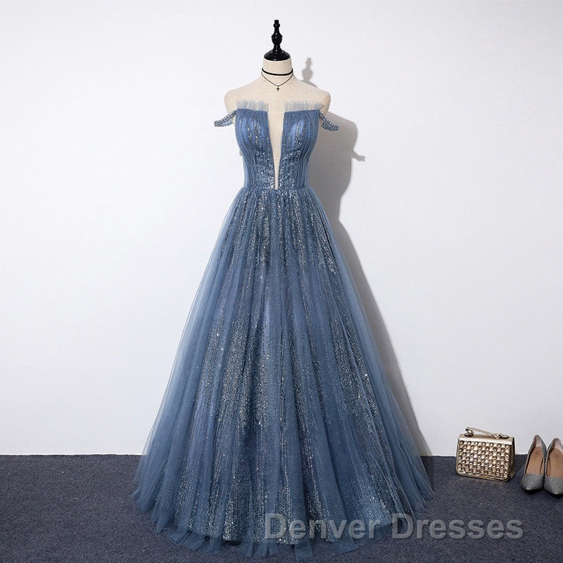 Lovely Tight A-line Lace Up Blue Prom Dress For Girls Party Dress