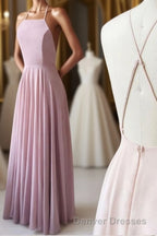 Cute Spaghetti Straps Sleeves Simple Long Prom Dress For Girls