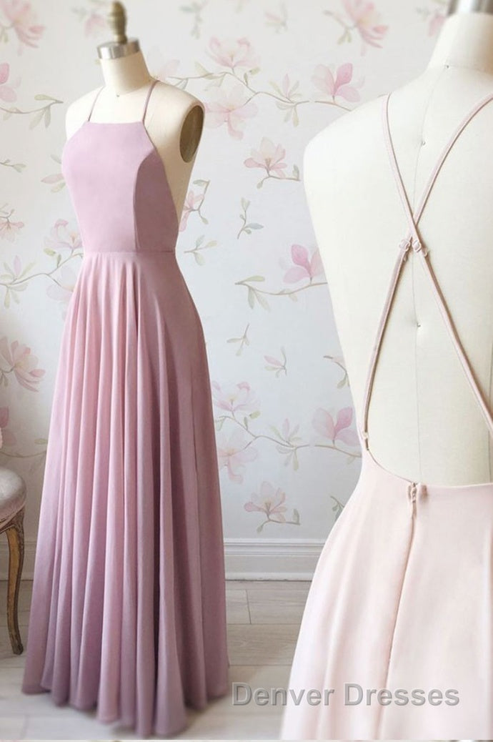 Cute Spaghetti Straps Sleeves Simple Long Prom Dress For Girls Secondary image