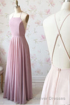 Cute Spaghetti Straps Sleeves Simple Long Prom Dress For Girls