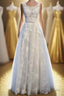 Ivory And Light Blue Long A-line Lace Up Cute Prom Dress Party Dress