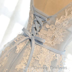 Ivory And Light Blue Long A-line Lace Up Cute Prom Dress Party Dress