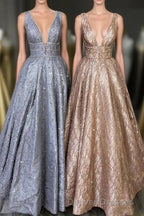 Amazing Unique V-neck Long Prom Dress Gorgeous Modest Floor Length Party Dress