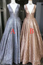 Amazing Unique V-neck Long Prom Dress Gorgeous Modest Floor Length Party Dress