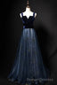 Elegant Long Lace Up Velvet Tulle Prom Dress Modest Party Gowns