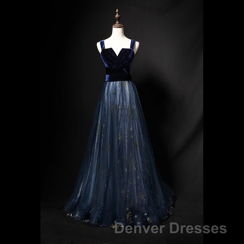 Elegant Long Lace Up Velvet Tulle Prom Dress Modest Party Gowns