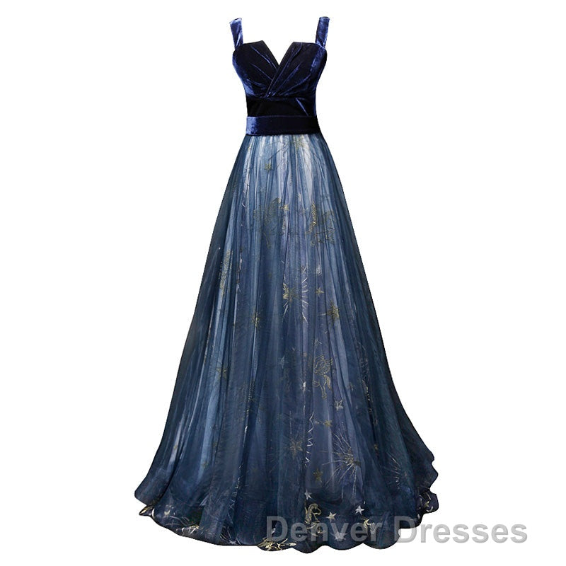 Elegant Long Lace Up Velvet Tulle Prom Dress Modest Party Gowns