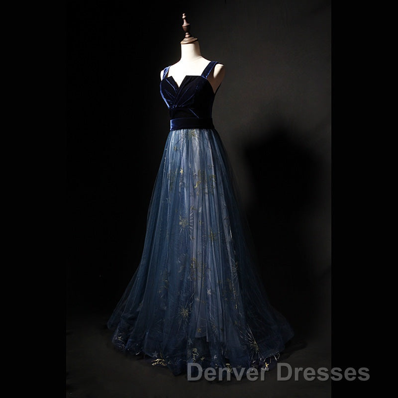 Elegant Long Lace Up Velvet Tulle Prom Dress Modest Party Gowns