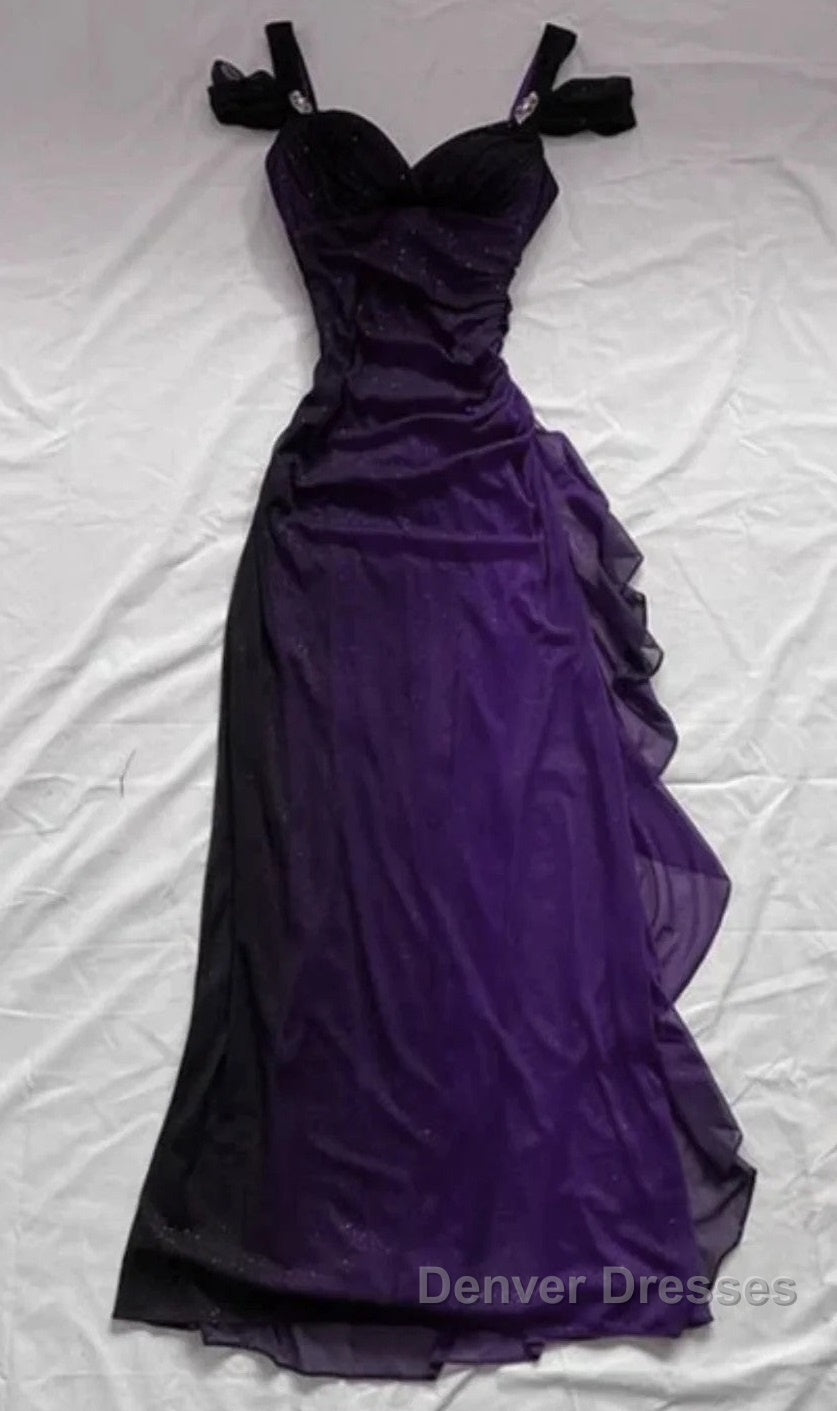 Purple A-line Chiffon Long Party Dress Prom Dress, Purple Chiffon Evening Dress