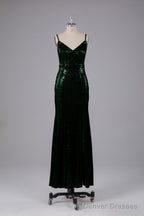 Mermaid Sequins Spaghetti Straps Long Bridesmaid Dresses