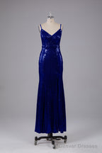 Mermaid Sequins Spaghetti Straps Long Bridesmaid Dresses