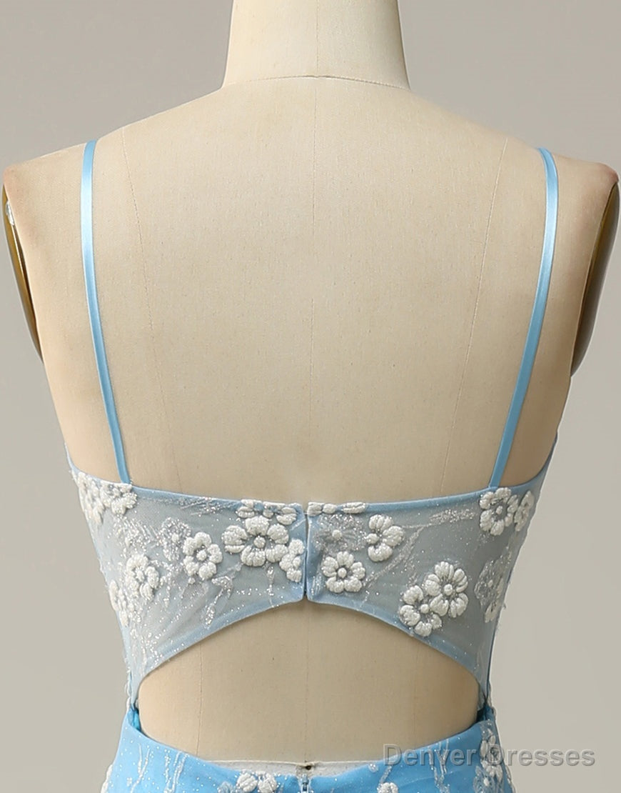 Mermaid Spaghetti Straps Key Hole Back Prom Dress With Split