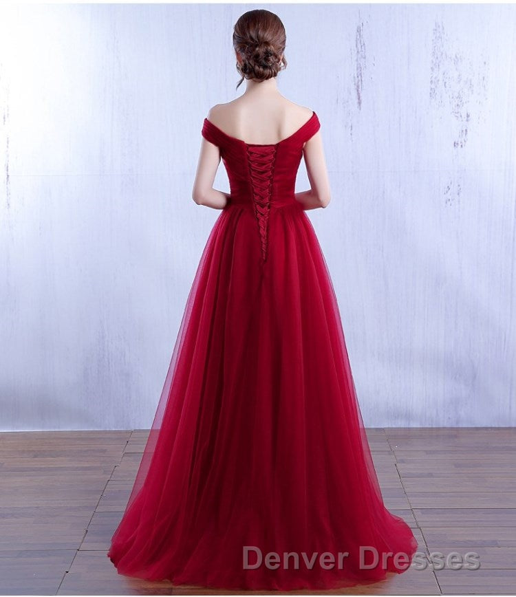 Beautiful Lavender Tulle Off Shoulder Long Formal Dress, Beautiful Party Gowns