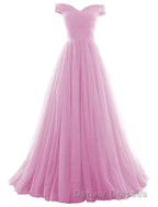 Beautiful Lavender Tulle Off Shoulder Long Formal Dress, Beautiful Party Gowns