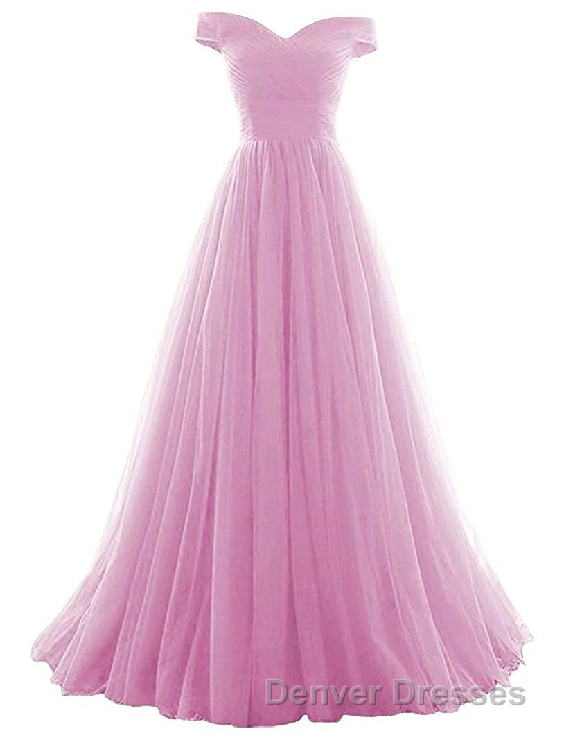 Beautiful Lavender Tulle Off Shoulder Long Formal Dress, Beautiful Party Gowns Secondary image