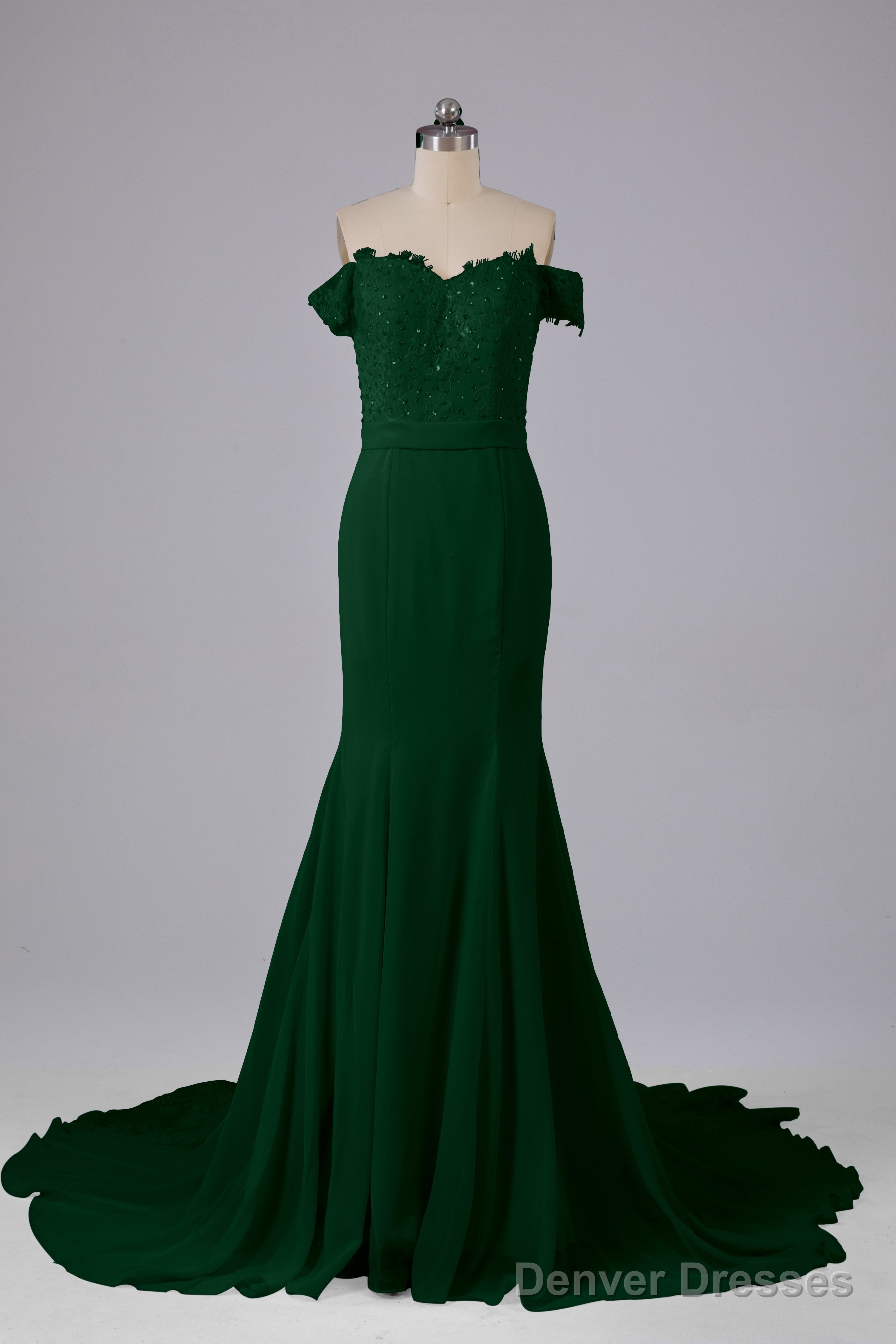 Off The Shoulder Hourglass Court Train Bridesmaid Dresses