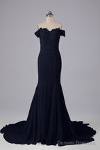 Off The Shoulder Hourglass Court Train Bridesmaid Dresses