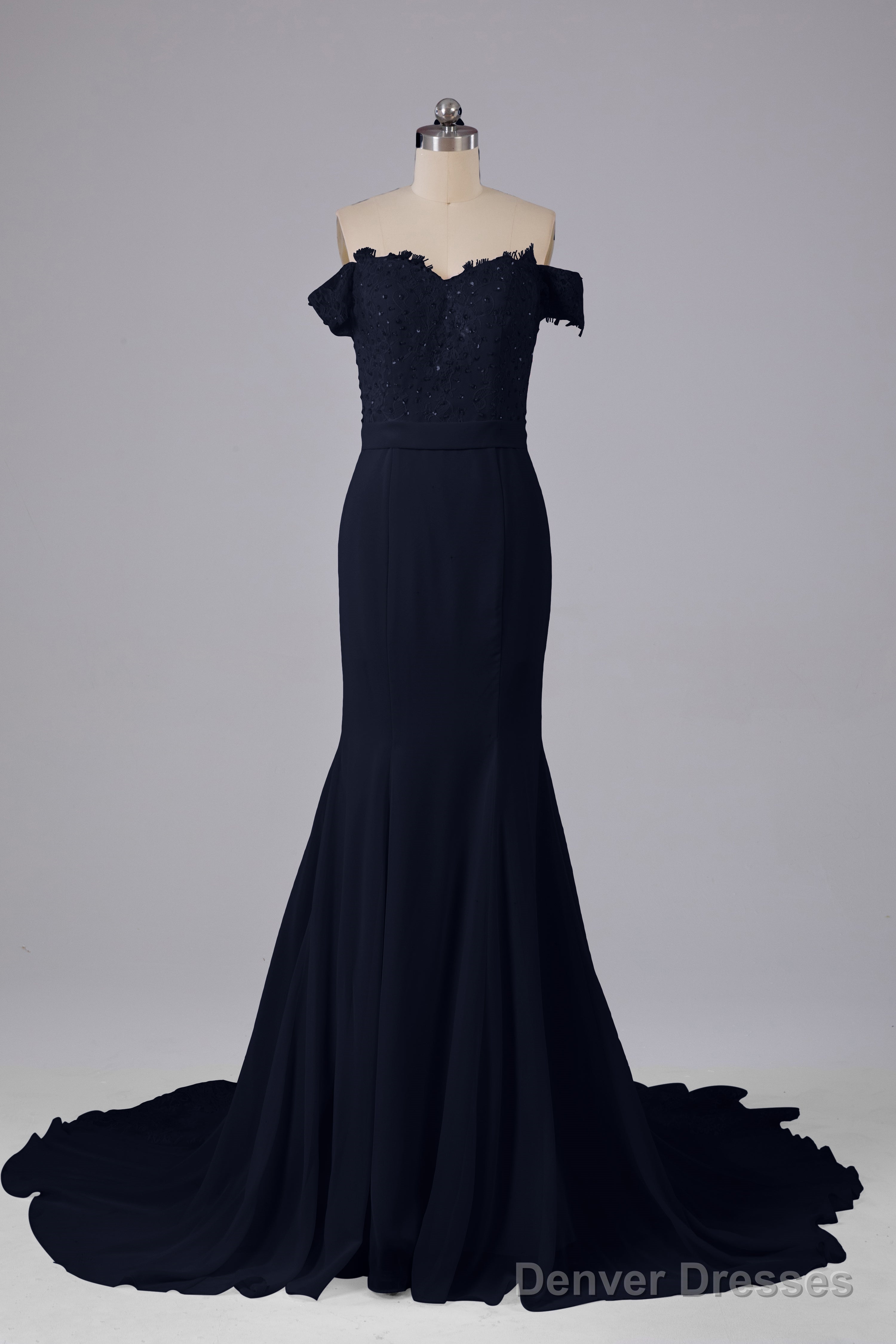 Off The Shoulder Hourglass Court Train Bridesmaid Dresses