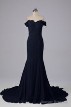Off The Shoulder Hourglass Court Train Bridesmaid Dresses