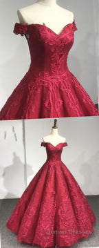 Gorgeous Pink Off The Shoulder Ball Gown Prom Dress With Appliques
