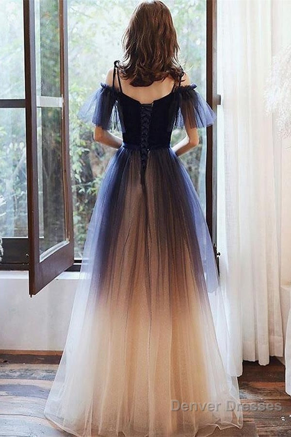 Blue Spaghetti Straps Long Princess Pretty Prom Dresses For Girls Secondary image