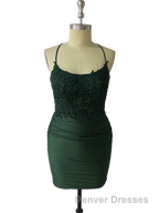 Spaghetti Straps Open Back Short Homecoming Dress