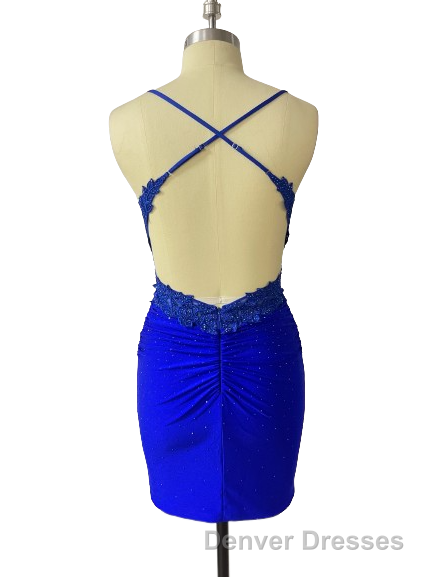 Spaghetti Straps Open Back Short Homecoming Dress