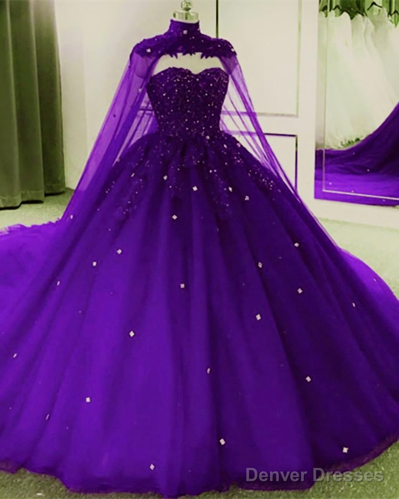 Tulle Ball Gown Quinceanera Dresses, With Cape Secondary image