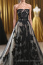 Charming Lace Appliqued Strapless With Chapel Train Wedding Dress