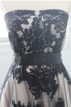 Charming Lace Appliqued Strapless With Chapel Train Wedding Dress