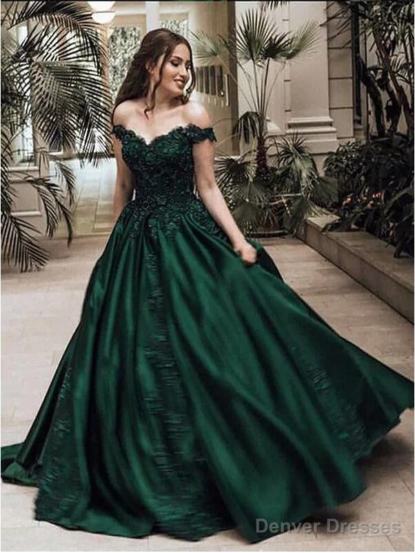 Green Prom Dress Off The Shoulder Straps, Dresses For Graduation Party, Evening Dress, Formal Dress Main image