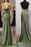 Olive Green Cowl Neck Trump Long Prom Dress
