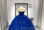 Royal Blue Quinceanera Dress Ball Gown With Appliques Flowers Princess Sweet 16 Dress