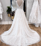 A line tulle lace long prom dress evening dress