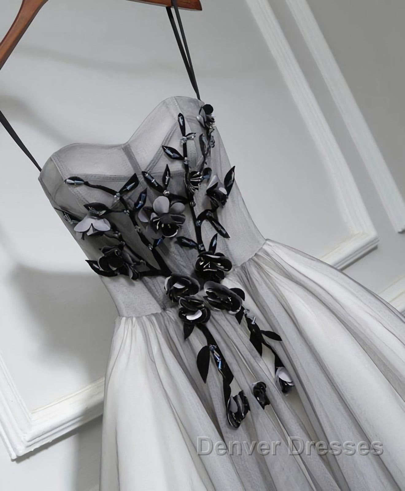 Gray Tulle Short A Line Prom Dress, Homecoming Dress Secondary image