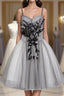 Gray Tulle Short A Line Prom Dress, Homecoming Dress