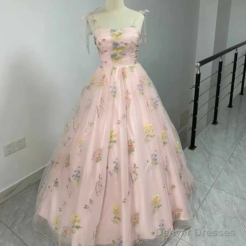 Luxury Floral Embroidery Long Champagne Prom Evening Dresses Women Summer Party Formal Occasions Reception Dress