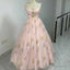 Luxury Floral Embroidery Long Pink Prom Evening Dresses Women Summer Party Formal Occasions Reception Dress