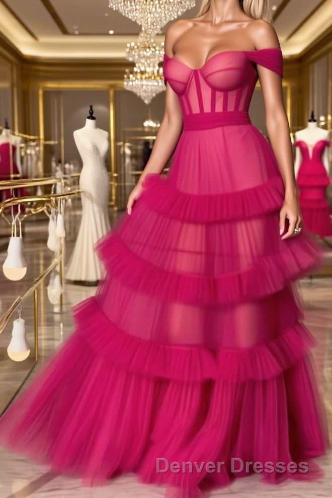 Formal Evening Dress Off the Shoulder Chic A Line Long Prom Dress