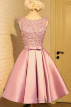 Blue A Line Princess V Neck Backless Appliques Homecoming Dress