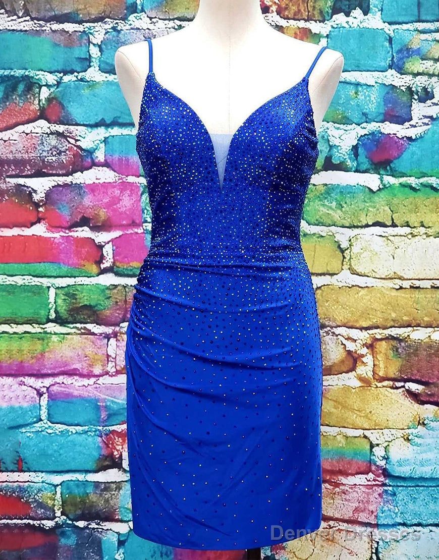 Spaghetti Straps Lace Up Tight Glitter Homecoming Dress Main image