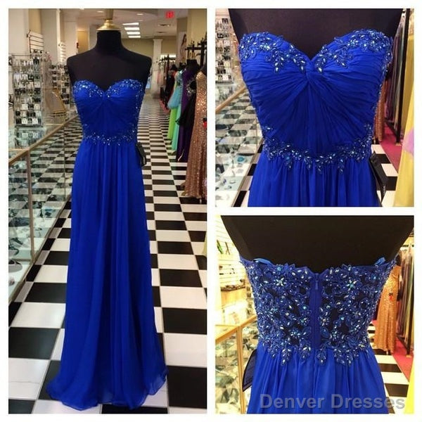 Strapless Long Chiffon Prom Dress Royal Blue Prom Dress Evening Dress Main image