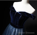 Elegant Off the Shoulder Velvet Floor Length Long Evening Dress Prom Dress