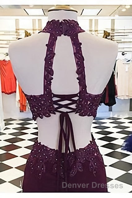 Two Piece Tight Short Burgundy-Blue Homecoming Dress with Key Hole Secondary image