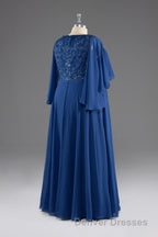 A-line V-Neck Short Sleeves Chiffon Mother of The Bride Dress