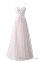 Girly Spaghetti Straps Long A-line Floor Length Wedding Dress